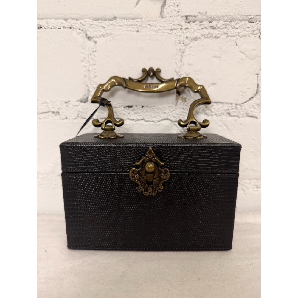 AW22 Moschino Couture Jeremy Scott Black Box Purse w/ Bronze Antique Hardware - Picture 2 of 15